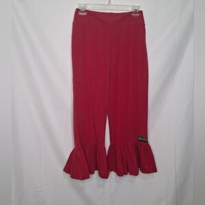 Matilda Jane Sophia Big Ruffle Hem Crop Pull On Pants Medium